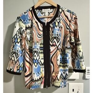 Colorful Zippered Patterned Women's Jacket